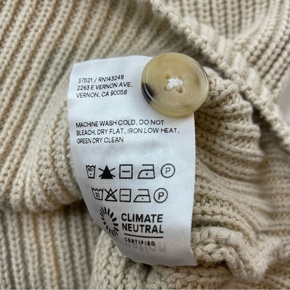 Reformation Jessa Chic Coquette Cardigan Knit Ribbed 100% Cotton Cream sz M - Picture 4 of 8